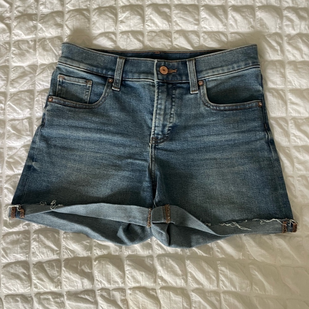 Express denim shortie mid rise cutoff shorts